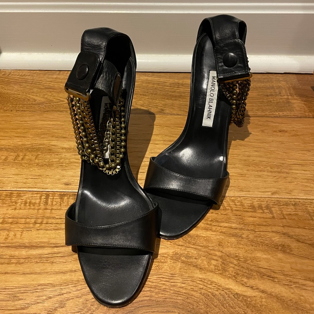 Manolo Blahnik Chaos chain stiletto sandals